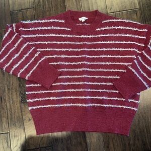 ee:some burgundy and silver stripe sweater medium